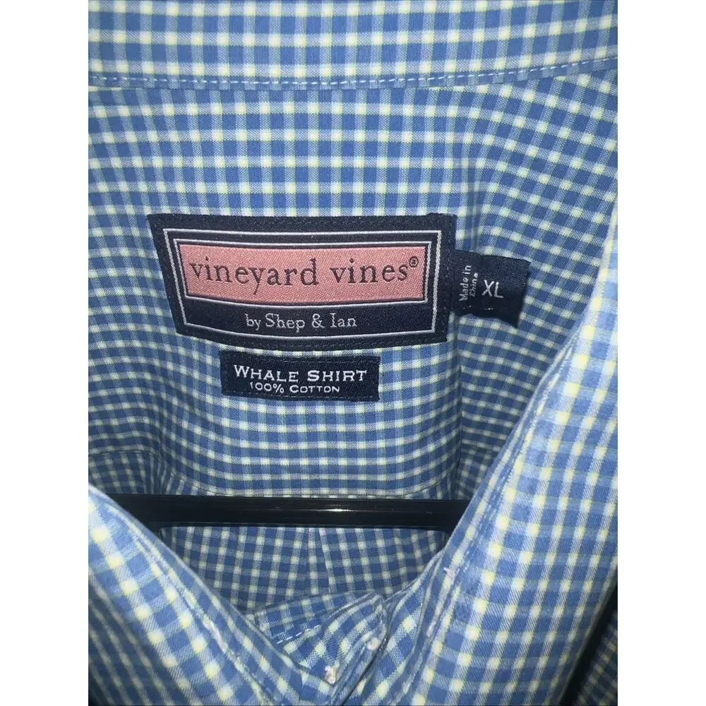 Vineyard Vines Whale Dress Shirt Long Sleeve Plaid Casual Long Sleeve Mens Sz XL